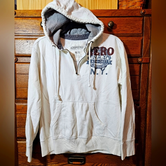 ✔️ - AEROPOSTALE AERO NY 87 Hoodie Med WHITE - Picture 1 of 6